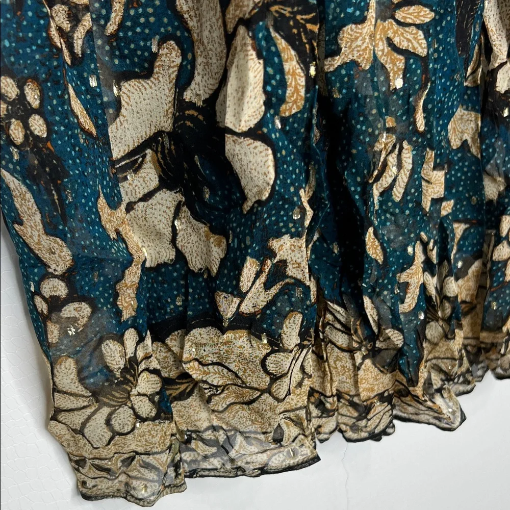 Ulla Johnson Meja Floral Patterned Blue and Cream Skirt - Picture 3 of 6